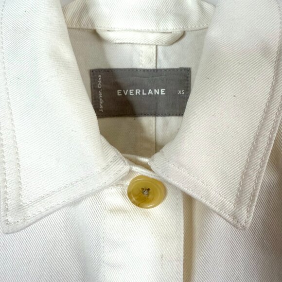 Everlane The Chore Button Front Collared Boxy Denim Jacket Womens XS Cream - Picture 2 of 9